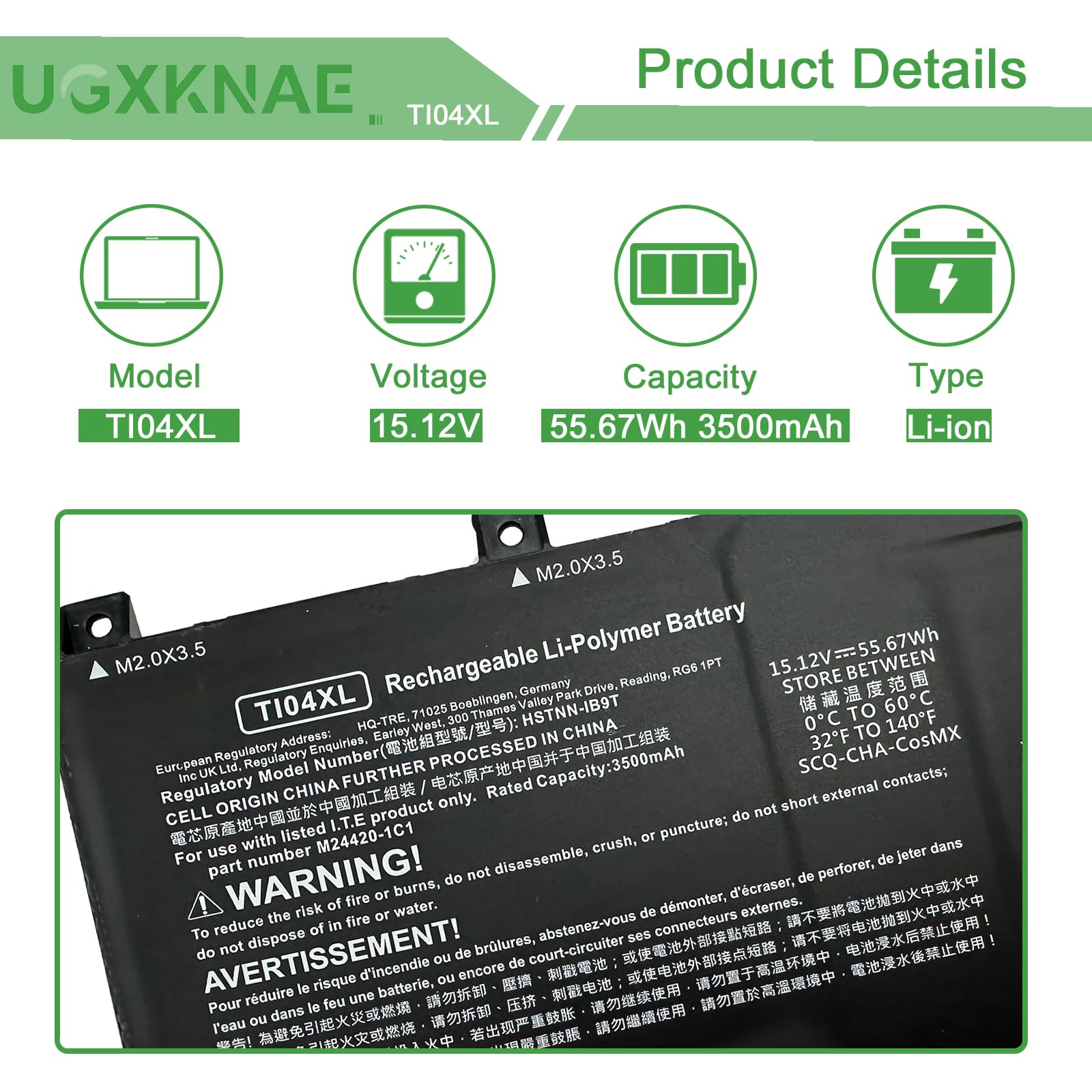 Amazon.com: UGXKNAE TI04XL M24563-005 Laptop Battery fit for HP